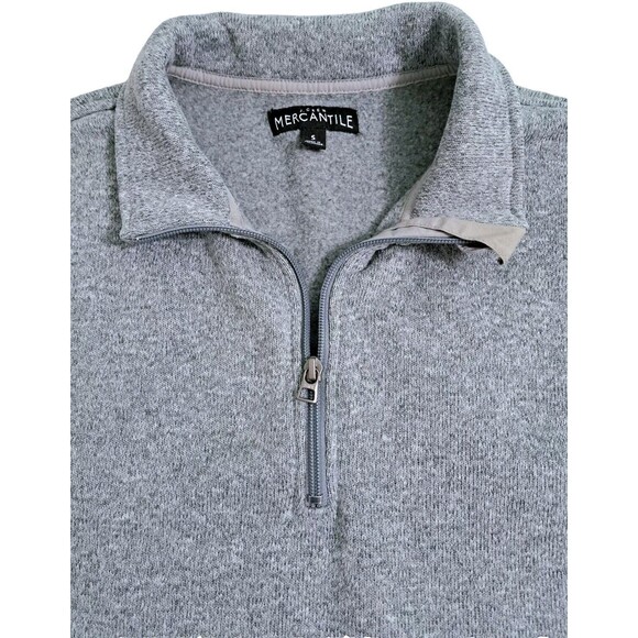 J Crew Men's Small Gray Mock Neck Pouch Fleece Pullover Zip Sweater Grey - Picture 2 of 10